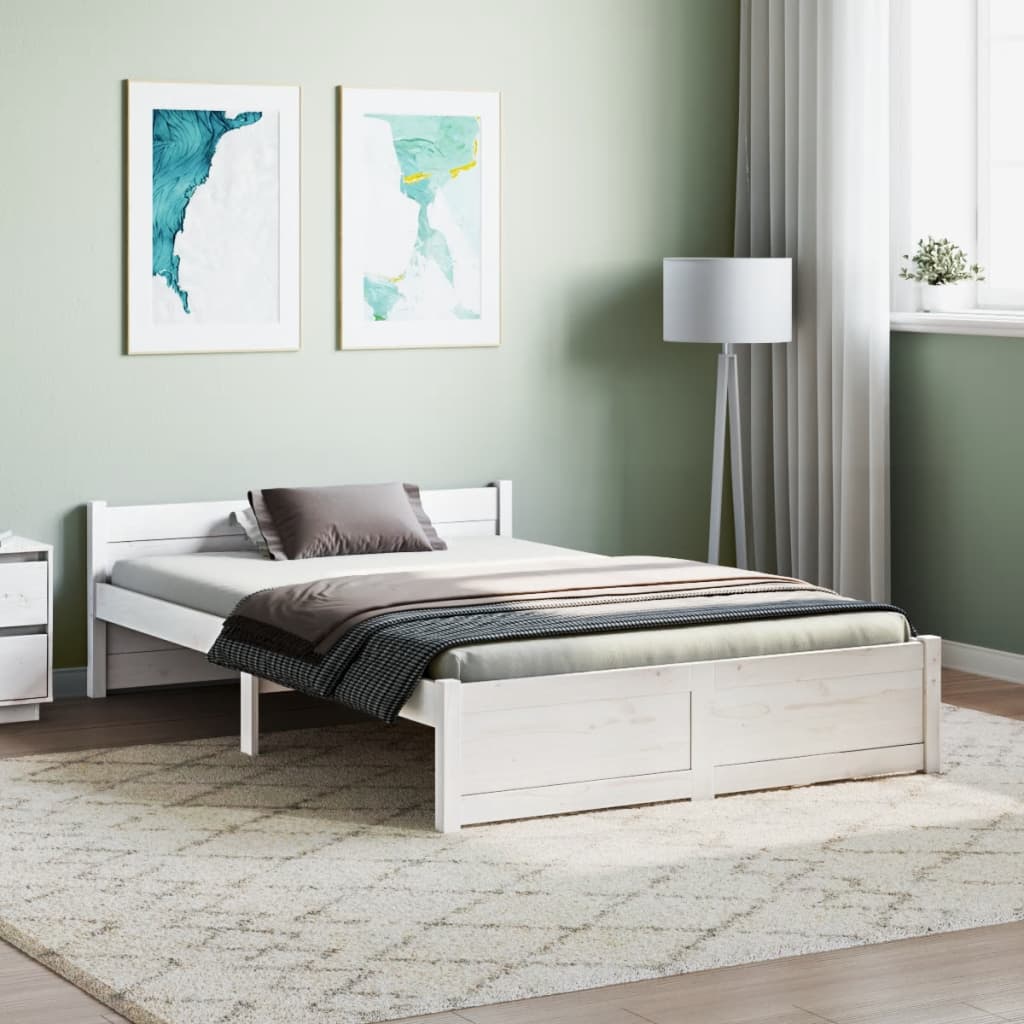 Bedframe massief hout wit 135x190 cm Bedden & bedframes | Creëer jouw Trendy Thuis | Gratis bezorgd & Retour | Trendy.nl