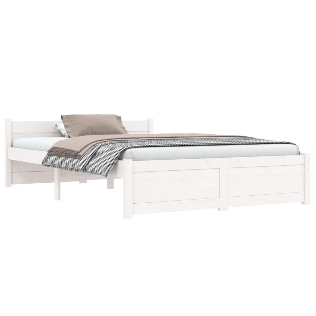 Bedframe massief hout wit 135x190 cm Bedden & bedframes | Creëer jouw Trendy Thuis | Gratis bezorgd & Retour | Trendy.nl