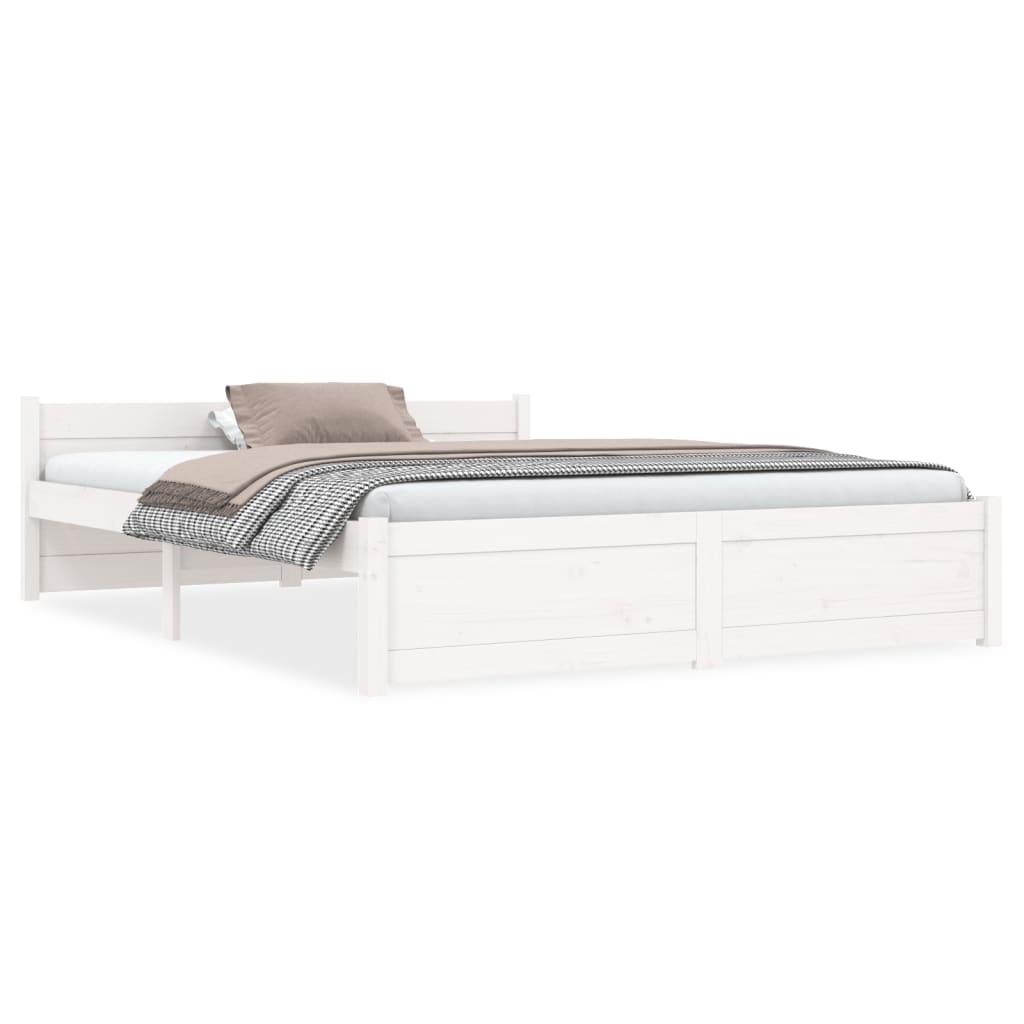 Bedframe massief hout wit 140x190 cm Bedden & bedframes | Creëer jouw Trendy Thuis | Gratis bezorgd & Retour | Trendy.nl