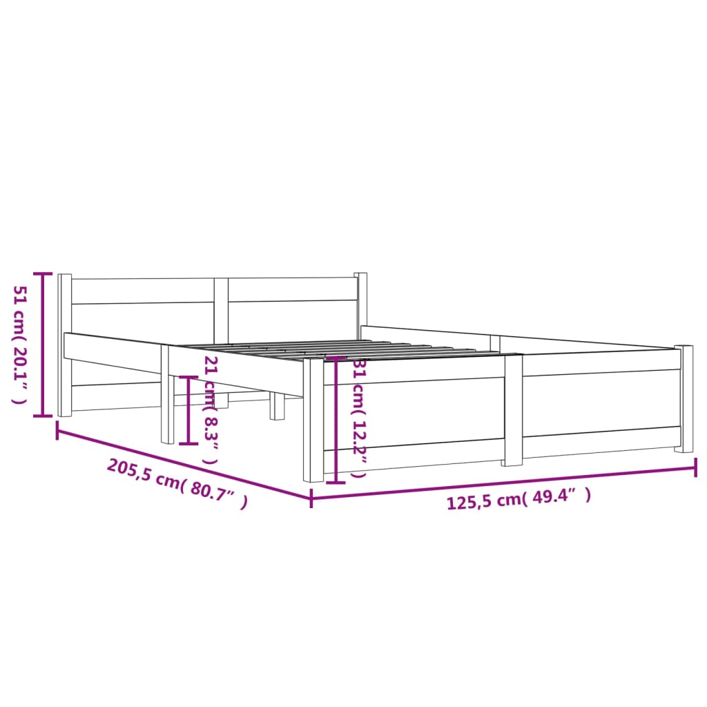 Bedframe massief hout 120x200 cm Bedden & bedframes | Creëer jouw Trendy Thuis | Gratis bezorgd & Retour | Trendy.nl