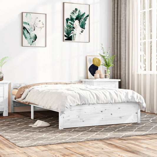 Bedframe massief hout wit 140x200 cm Bedden & bedframes | Creëer jouw Trendy Thuis | Gratis bezorgd & Retour | Trendy.nl