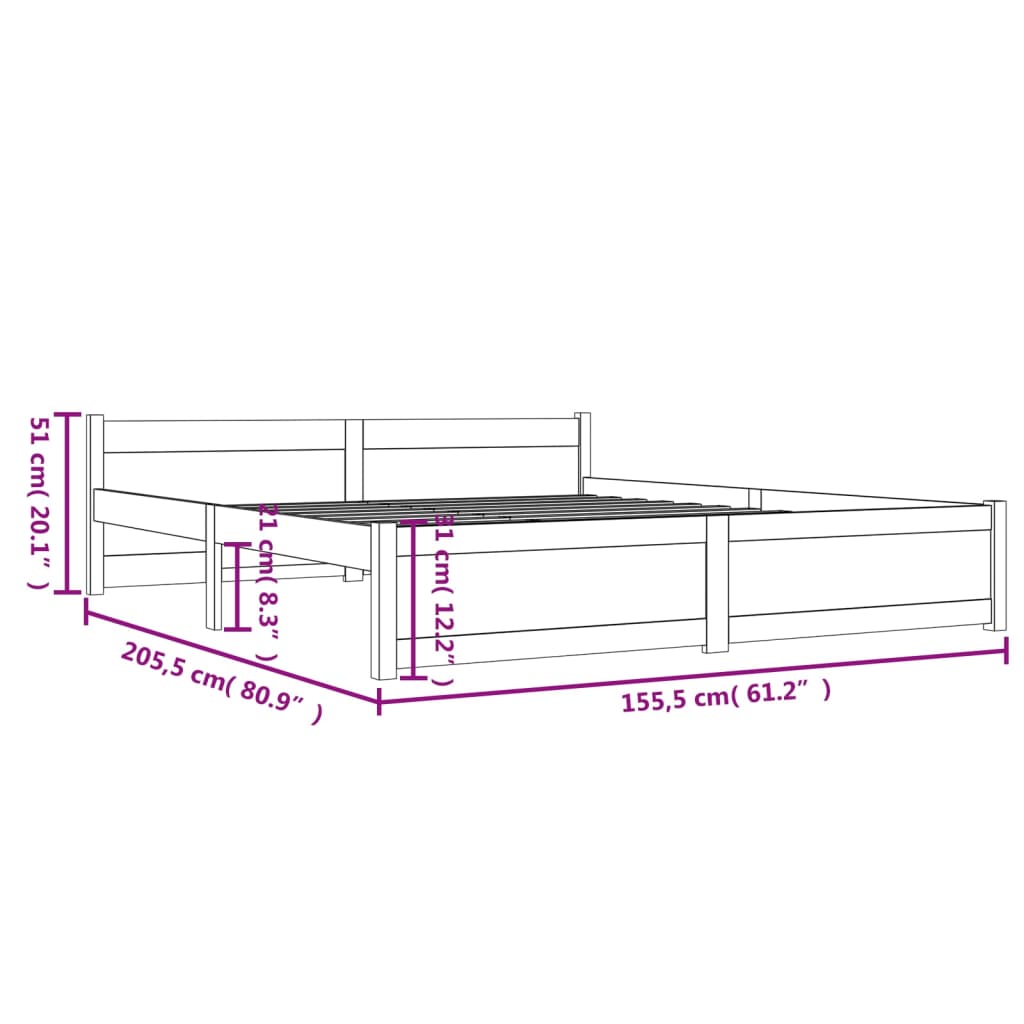 Bedframe massief hout 150x200 cm Bedden & bedframes | Creëer jouw Trendy Thuis | Gratis bezorgd & Retour | Trendy.nl