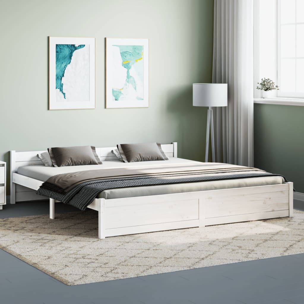 Bedframe massief hout wit 180x200 cm Bedden & bedframes | Creëer jouw Trendy Thuis | Gratis bezorgd & Retour | Trendy.nl