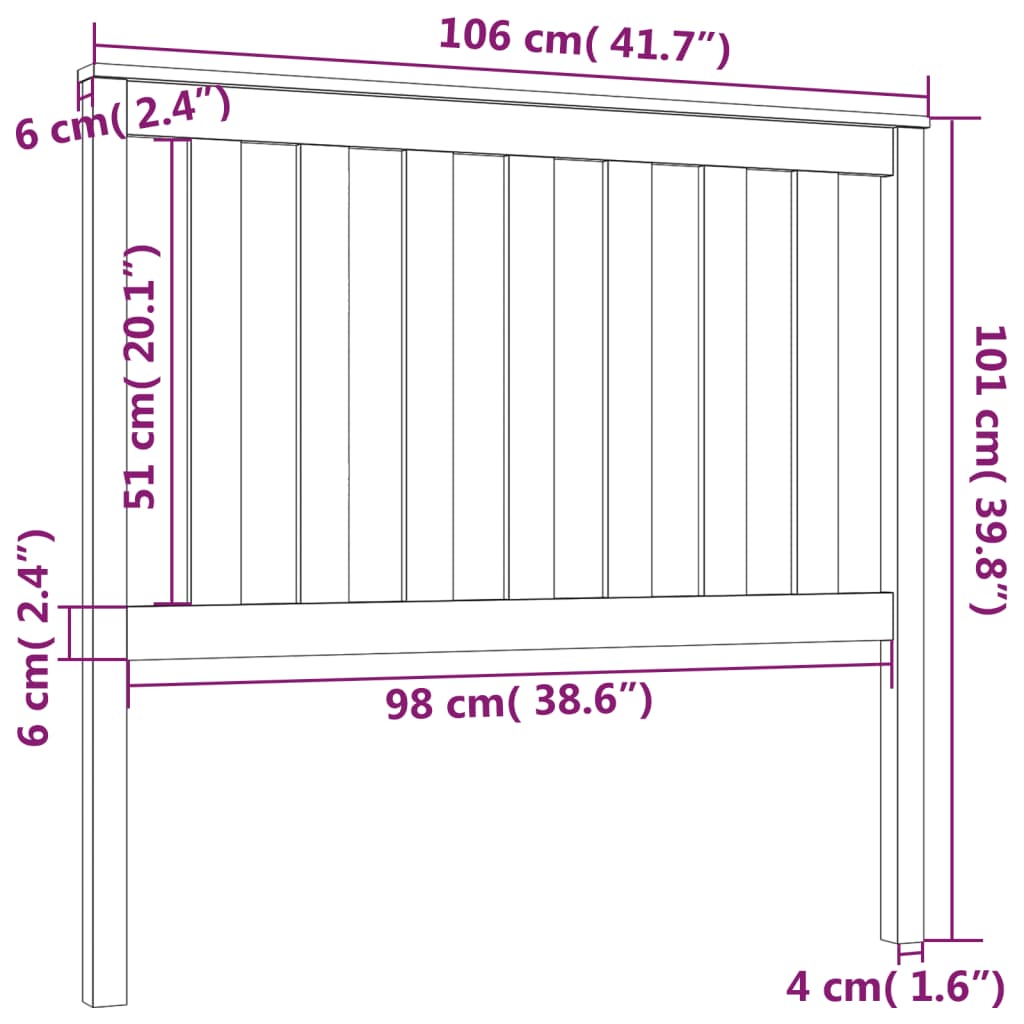 Hoofdbord 106x6x101 cm massief grenenhout zwart Hoofdborden en voetborden | Creëer jouw Trendy Thuis | Gratis bezorgd & Retour | Trendy.nl