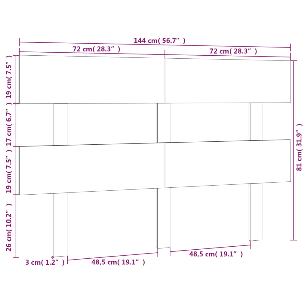 Hoofdbord 144x3x81 cm massief grenenhout zwart Hoofdborden en voetborden | Creëer jouw Trendy Thuis | Gratis bezorgd & Retour | Trendy.nl