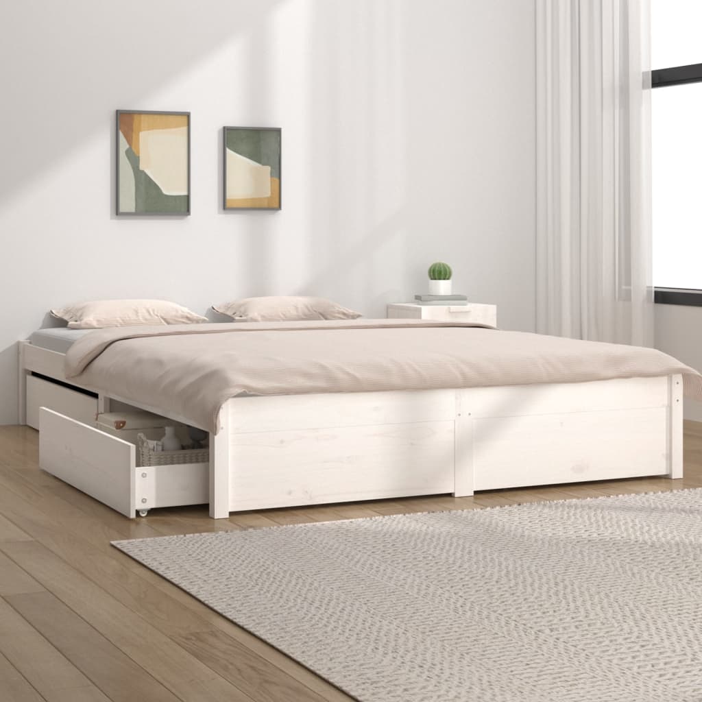 Bedframe met lades wit 180x200 cm