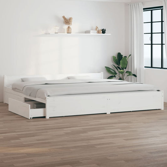 Bedframe met lades wit 180x200 cm Super King Size