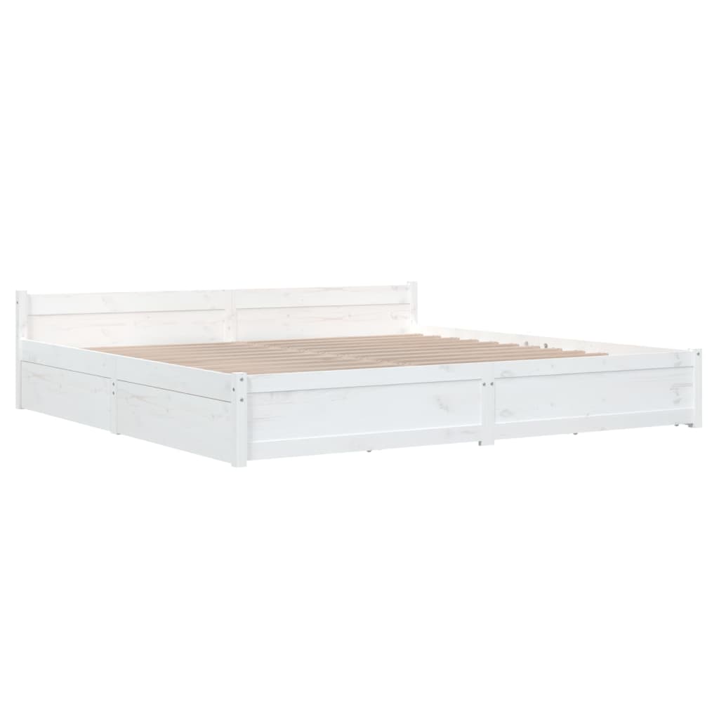 Bedframe met lades wit 200x200 cm