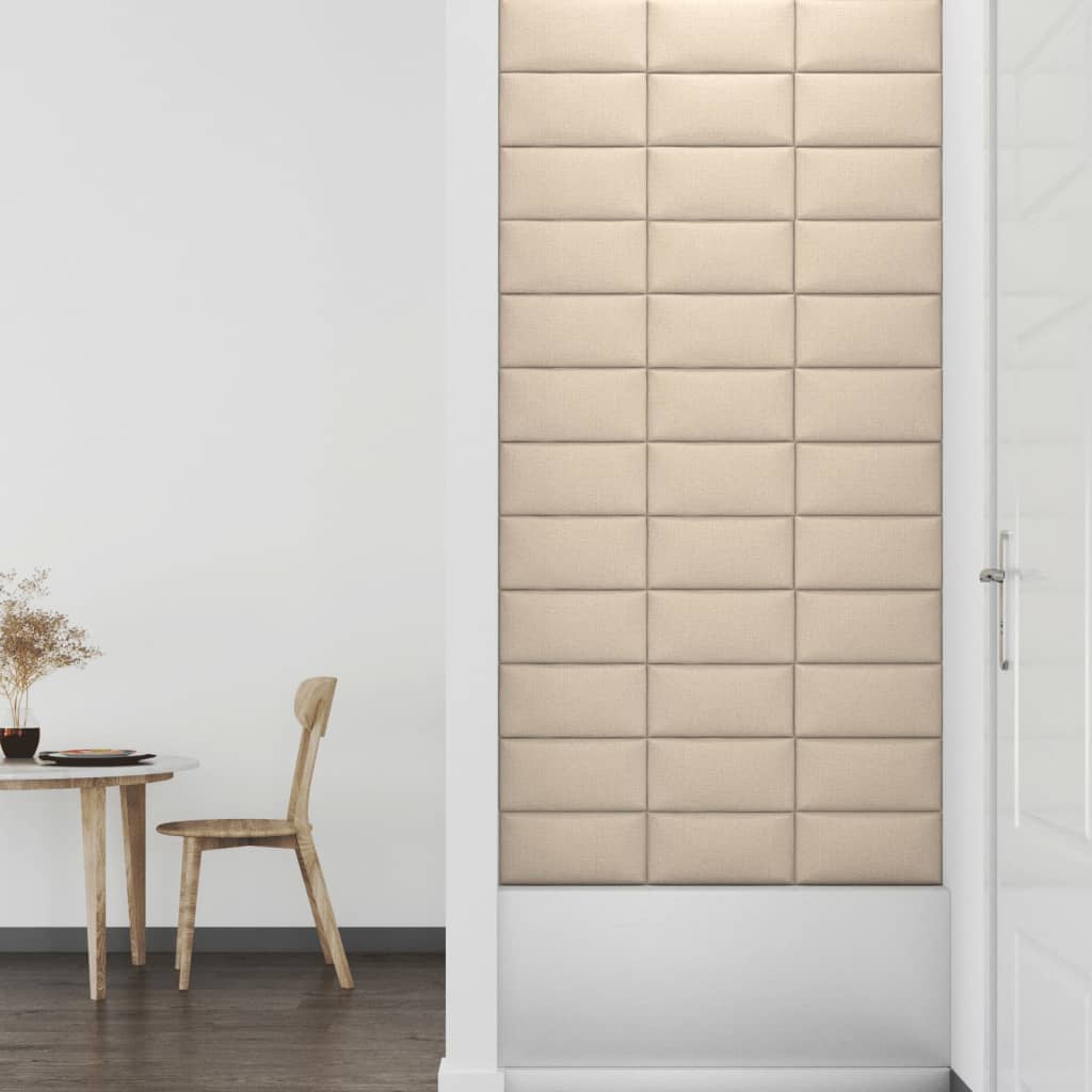 Wandpanelen 12 st 0,54 m² 30x15 cm stof crèmekleurig Wandpanelen | Creëer jouw Trendy Thuis | Gratis bezorgd & Retour | Trendy.nl