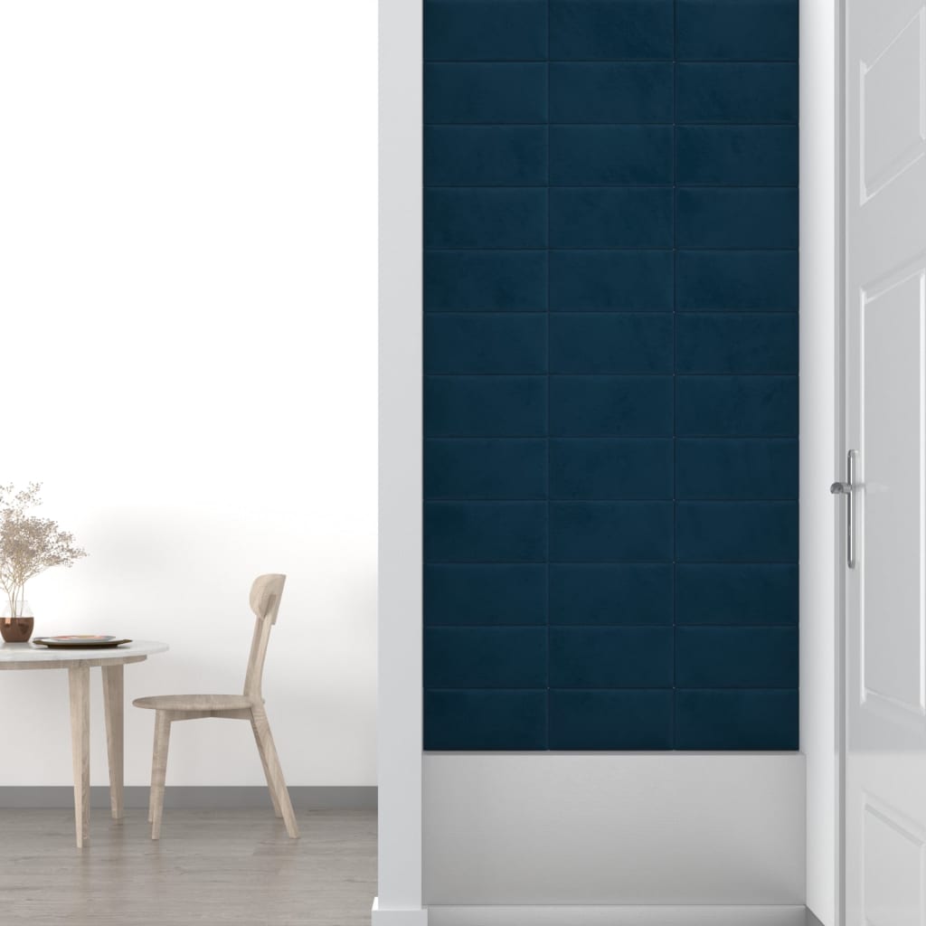 Wandpanelen 12 st 0,54 m² 30x15 cm fluweel blauw Wandpanelen | Creëer jouw Trendy Thuis | Gratis bezorgd & Retour | Trendy.nl