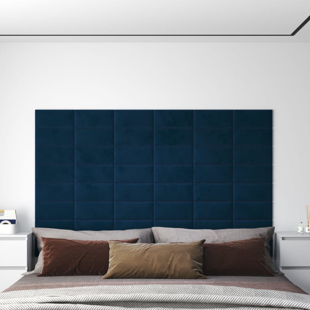 Wandpanelen 12 st 0,54 m² 30x15 cm fluweel blauw Wandpanelen | Creëer jouw Trendy Thuis | Gratis bezorgd & Retour | Trendy.nl