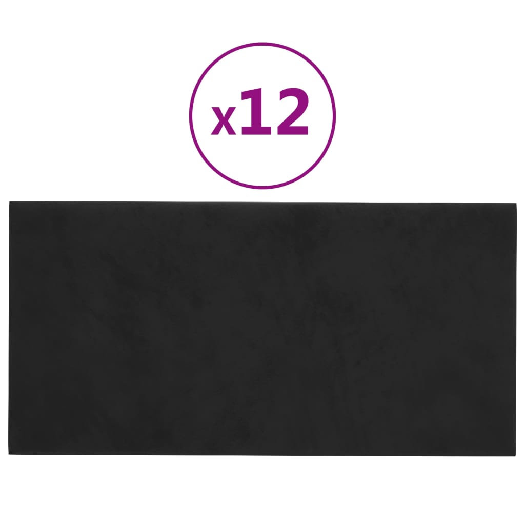 Wandpanelen 12 st 0,54 m² 30x15 cm fluweel zwart Wandpanelen | Creëer jouw Trendy Thuis | Gratis bezorgd & Retour | Trendy.nl