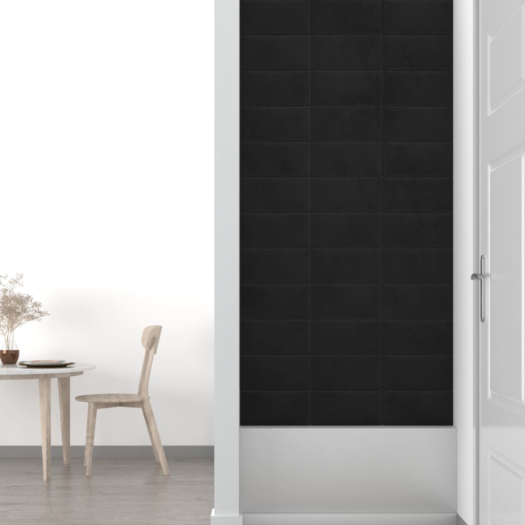 Wandpanelen 12 st 0,54 m² 30x15 cm fluweel zwart Wandpanelen | Creëer jouw Trendy Thuis | Gratis bezorgd & Retour | Trendy.nl