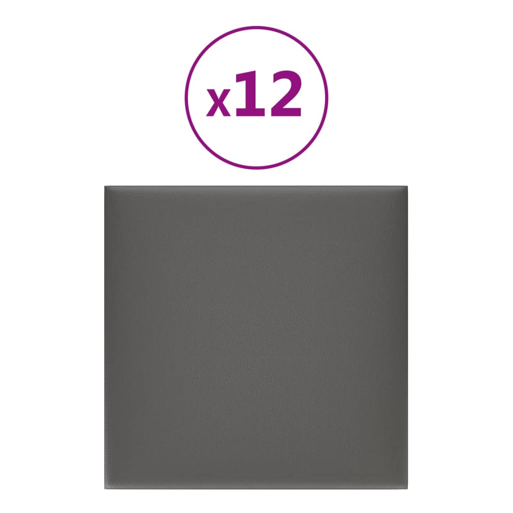 Wandpanelen 12 st 1,08 m² 30x30 cm kunstleer grijs Wandpanelen | Creëer jouw Trendy Thuis | Gratis bezorgd & Retour | Trendy.nl