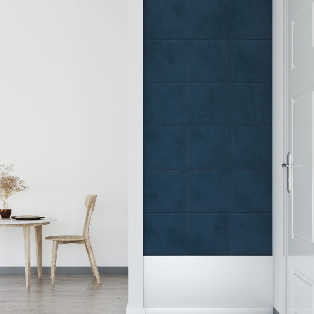 Wandpanelen 12 st 1,08 m² 30x30 cm fluweel blauw Wandpanelen | Creëer jouw Trendy Thuis | Gratis bezorgd & Retour | Trendy.nl