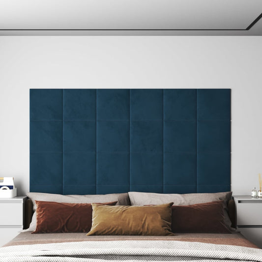 Wandpanelen 12 st 1,08 m² 30x30 cm fluweel blauw Wandpanelen | Creëer jouw Trendy Thuis | Gratis bezorgd & Retour | Trendy.nl