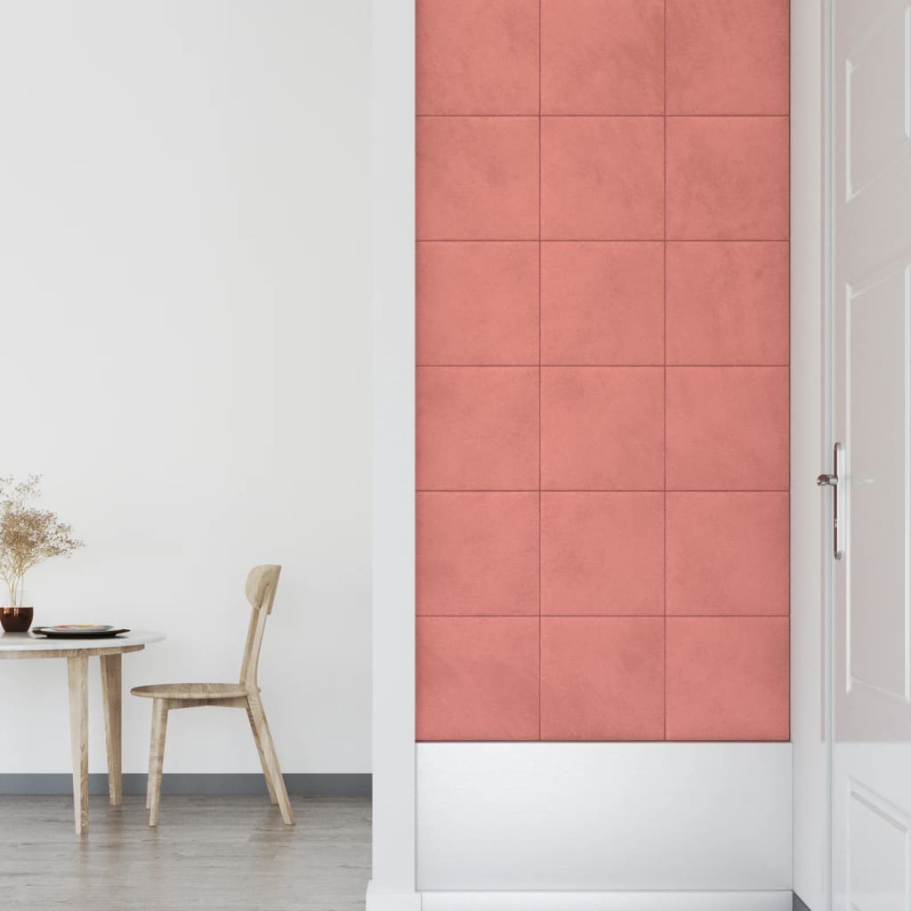 Wandpanelen 12 st 1,08 m² 30x30 cm fluweel roze Wandpanelen | Creëer jouw Trendy Thuis | Gratis bezorgd & Retour | Trendy.nl