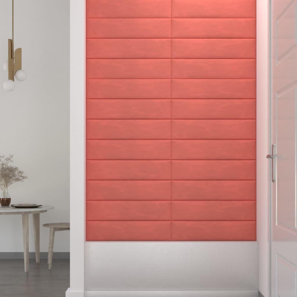 Wandpanelen 12 st 1,08 m² 60x15 cm fluweel roze Wandpanelen | Creëer jouw Trendy Thuis | Gratis bezorgd & Retour | Trendy.nl