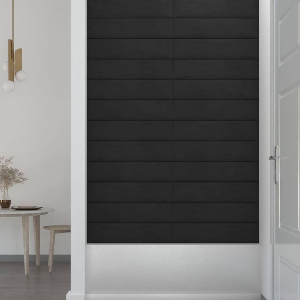 Wandpanelen 12 st 1,08 m² 60x15 cm fluweel zwart Wandpanelen | Creëer jouw Trendy Thuis | Gratis bezorgd & Retour | Trendy.nl