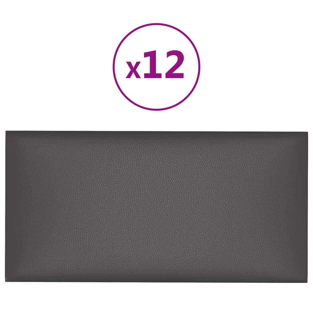 Wandpanelen 12 st 2,16 m² 60x30 cm kunstleer grijs Wandpanelen | Creëer jouw Trendy Thuis | Gratis bezorgd & Retour | Trendy.nl