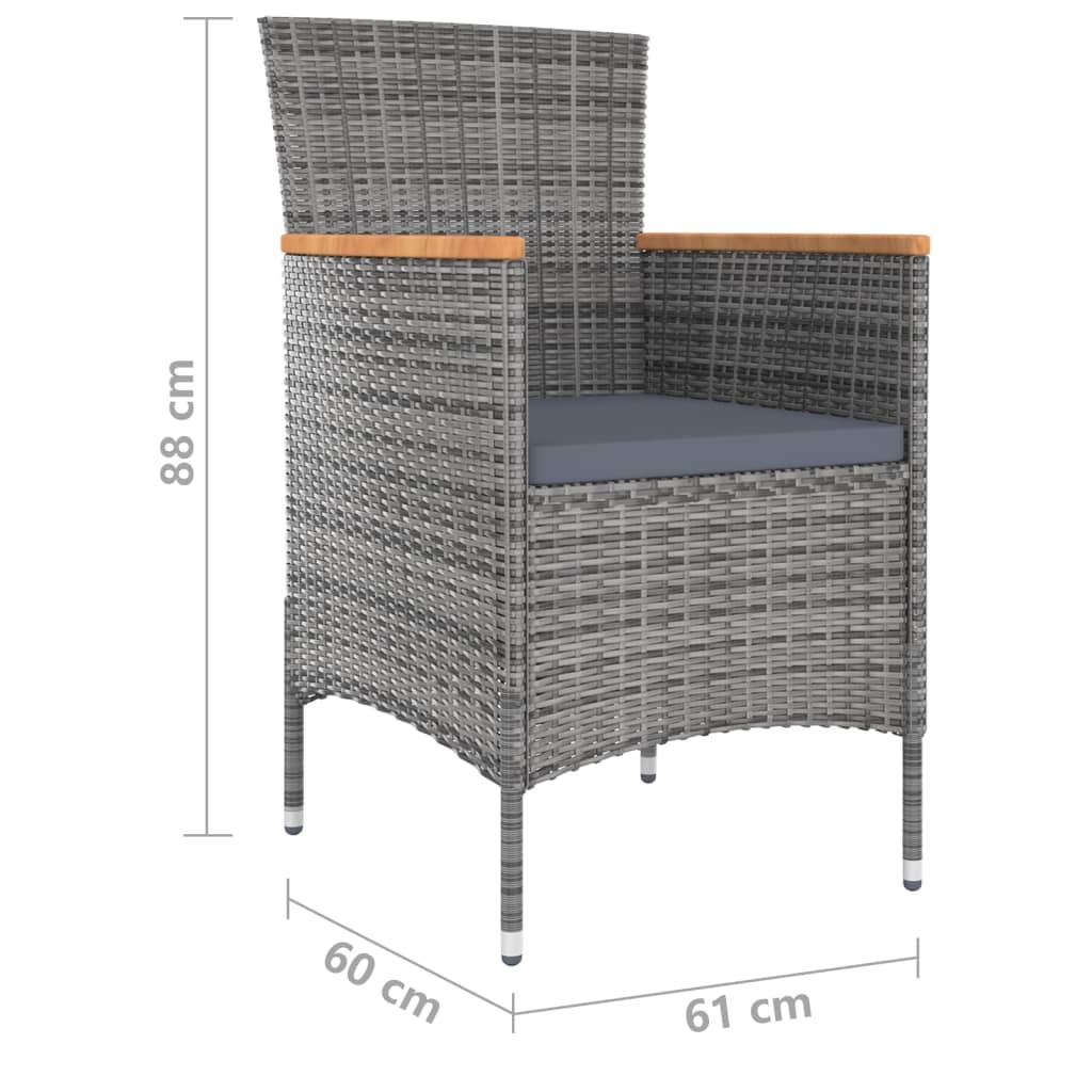 9-delige Tuinset met kussens grijs Tuinsets | Creëer jouw Trendy Thuis | Gratis bezorgd & Retour | Trendy.nl