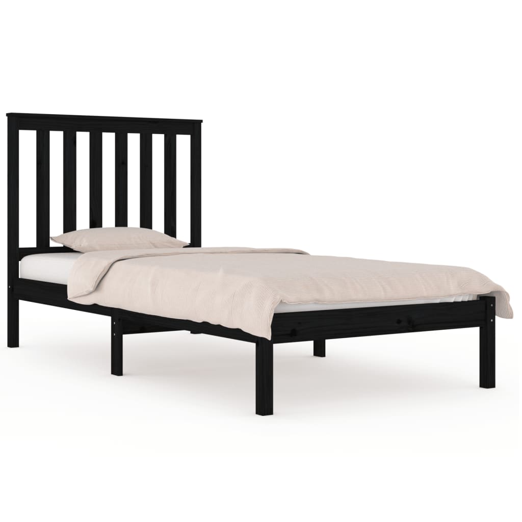 Bedframe massief grenenhout zwart 75x190 cm Bedden & bedframes | Creëer jouw Trendy Thuis | Gratis bezorgd & Retour | Trendy.nl