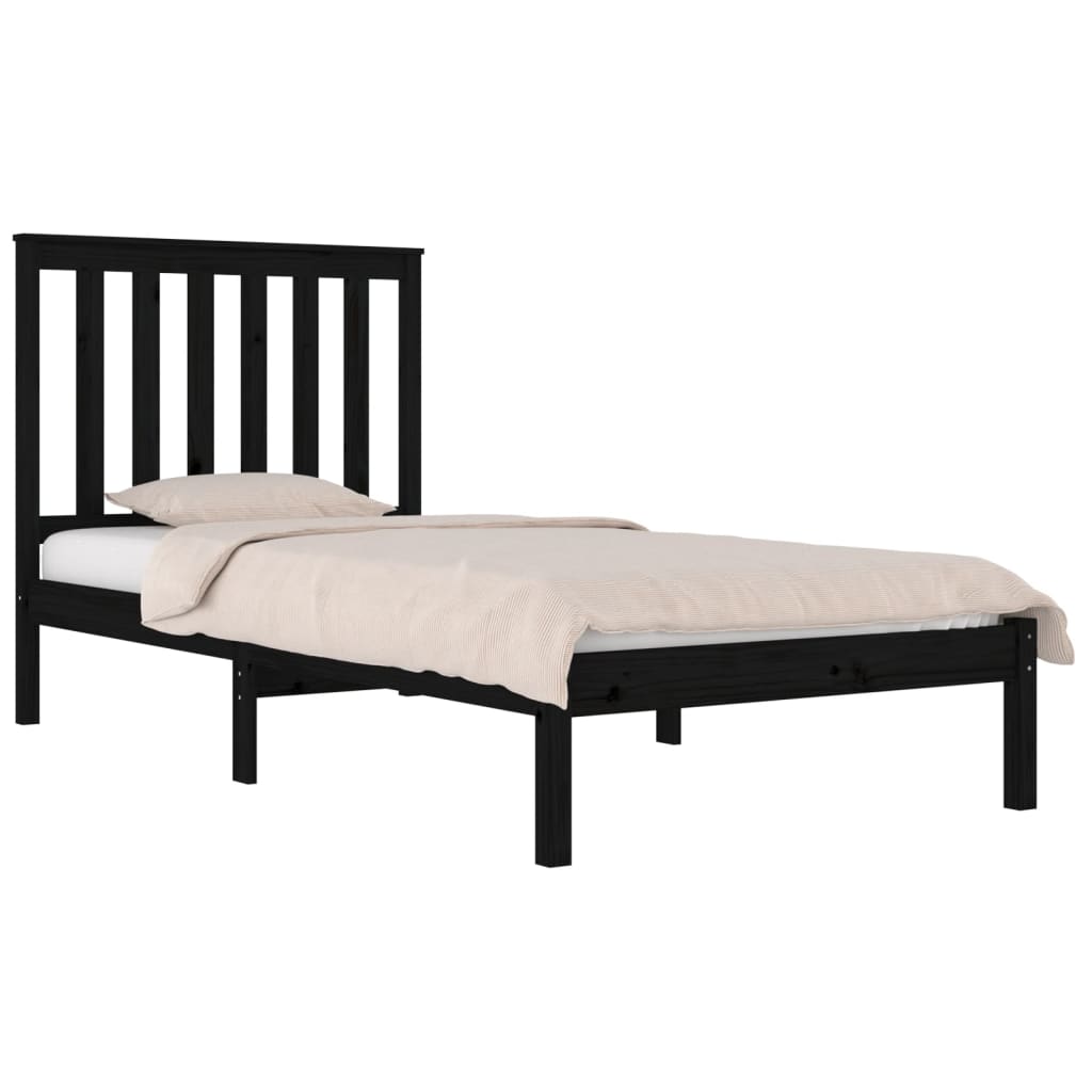 Bedframe massief grenenhout zwart 75x190 cm Bedden & bedframes | Creëer jouw Trendy Thuis | Gratis bezorgd & Retour | Trendy.nl