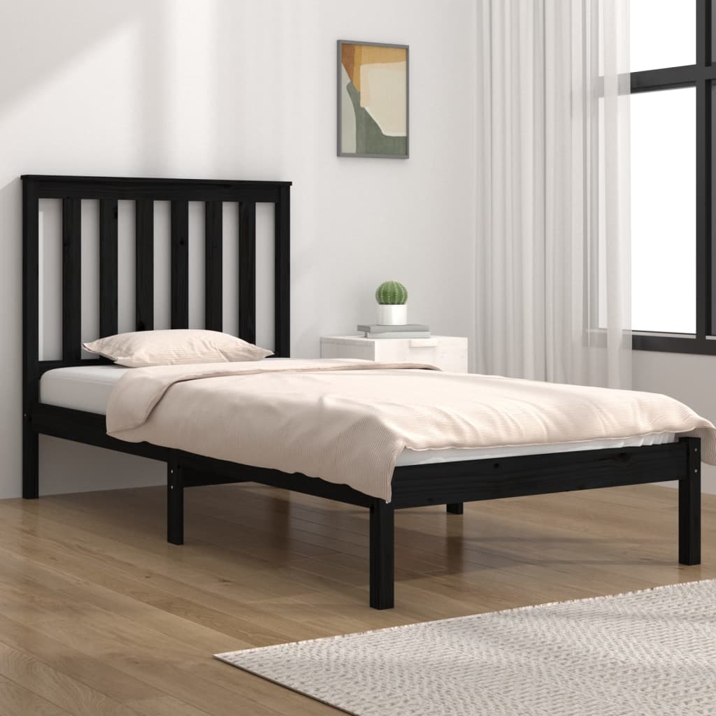 Bedframe massief grenenhout zwart 75x190 cm Bedden & bedframes | Creëer jouw Trendy Thuis | Gratis bezorgd & Retour | Trendy.nl