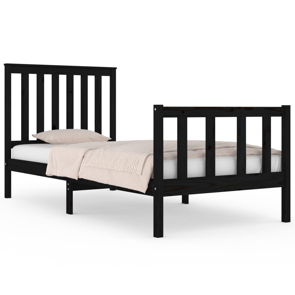 Bedframe massief grenenhout zwart 75x190 cm Bedden & bedframes | Creëer jouw Trendy Thuis | Gratis bezorgd & Retour | Trendy.nl