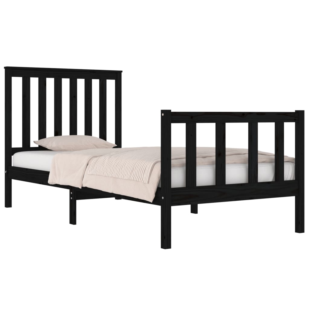 Bedframe massief grenenhout zwart 75x190 cm Bedden & bedframes | Creëer jouw Trendy Thuis | Gratis bezorgd & Retour | Trendy.nl