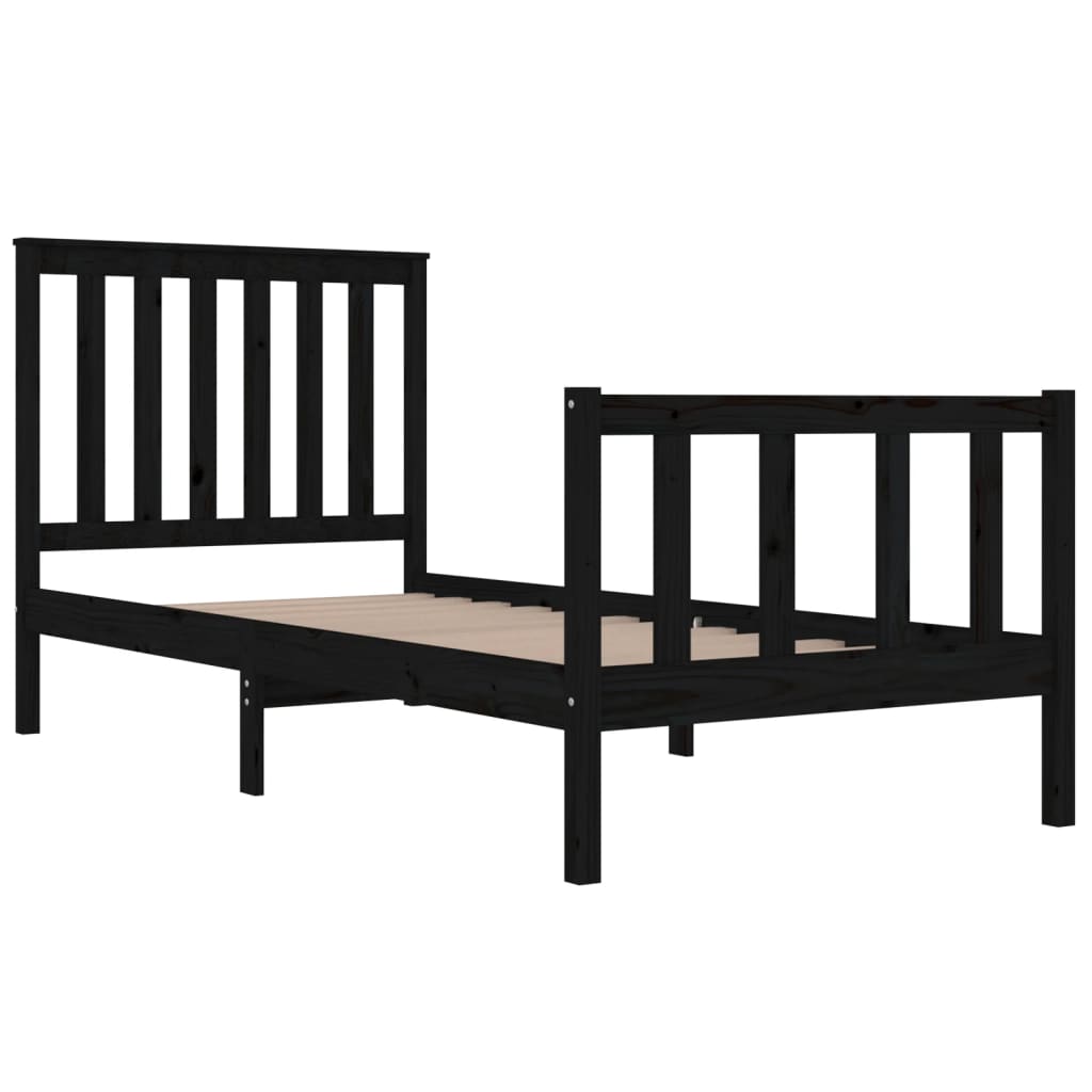 Bedframe massief grenenhout zwart 75x190 cm Bedden & bedframes | Creëer jouw Trendy Thuis | Gratis bezorgd & Retour | Trendy.nl