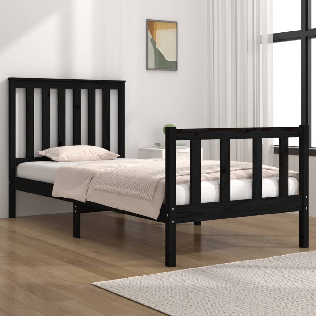 Bedframe massief grenenhout zwart 75x190 cm Bedden & bedframes | Creëer jouw Trendy Thuis | Gratis bezorgd & Retour | Trendy.nl