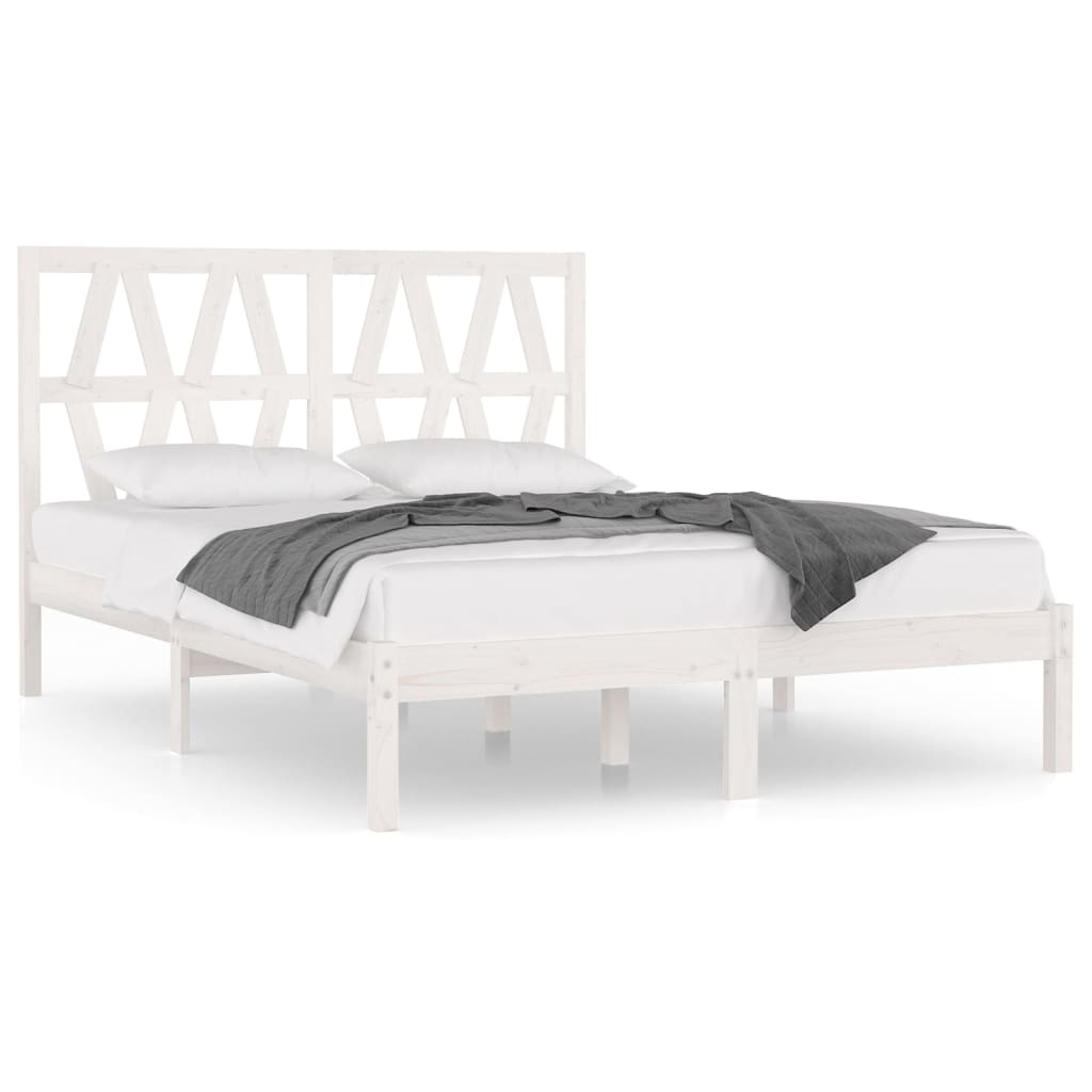 Bedframe massief grenenhout wit 135x190 cm 4FT6 Double