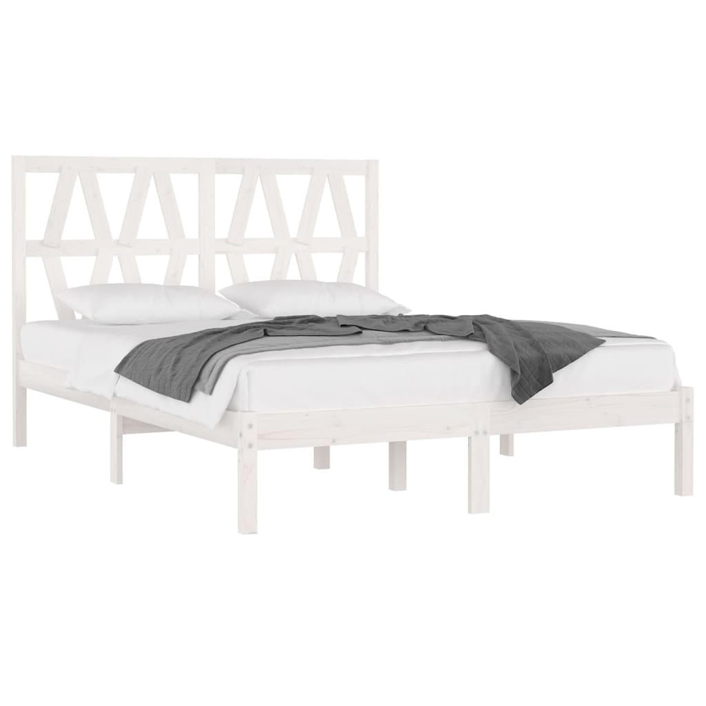 Bedframe massief grenenhout wit 135x190 cm 4FT6 Double