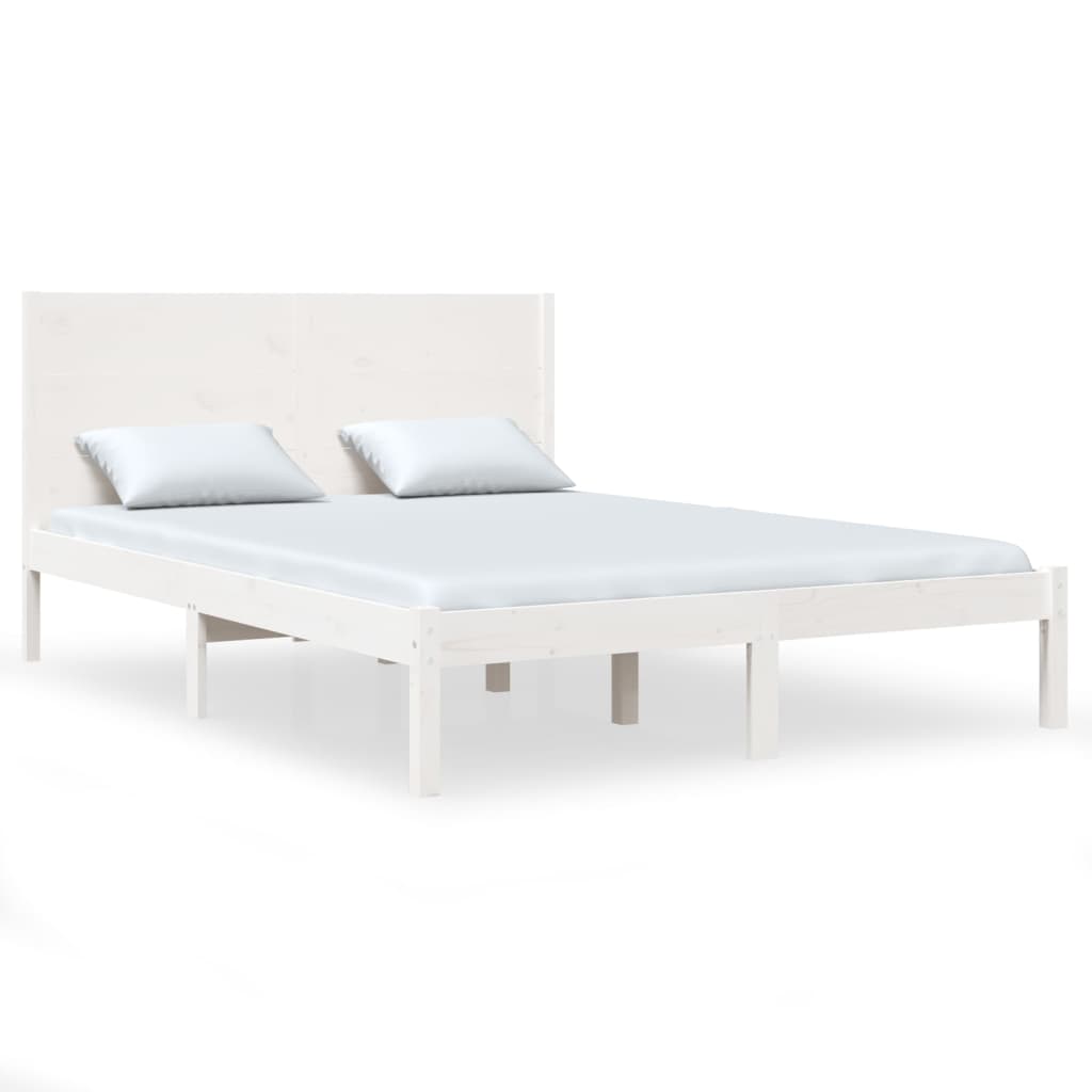 Bedframe zonder matras massief grenenhout wit 160x200 cm