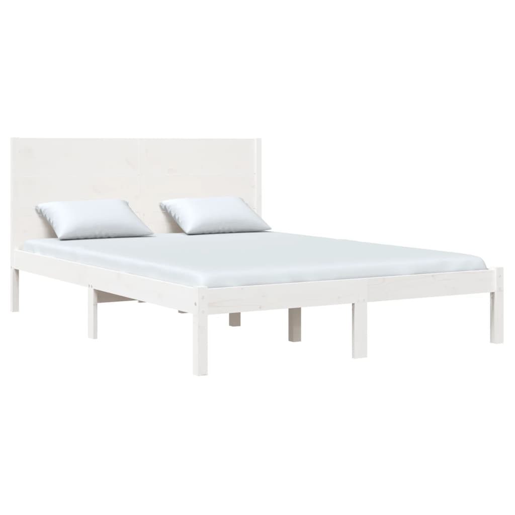 Bedframe zonder matras massief grenenhout wit 160x200 cm