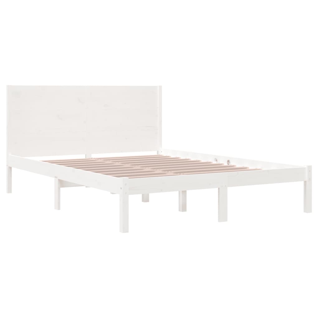 Bedframe zonder matras massief grenenhout wit 160x200 cm