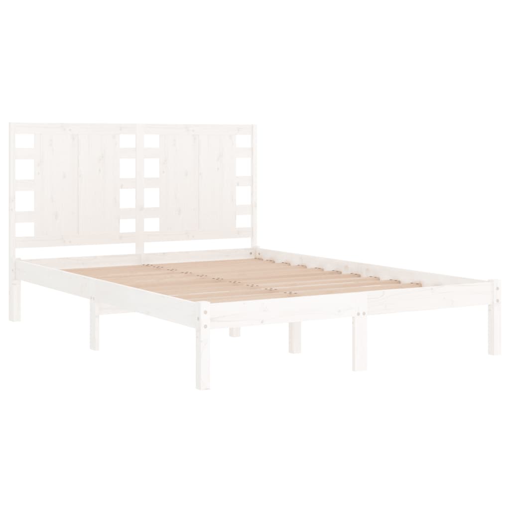 Bedframe massief hout wit 135x190 cm