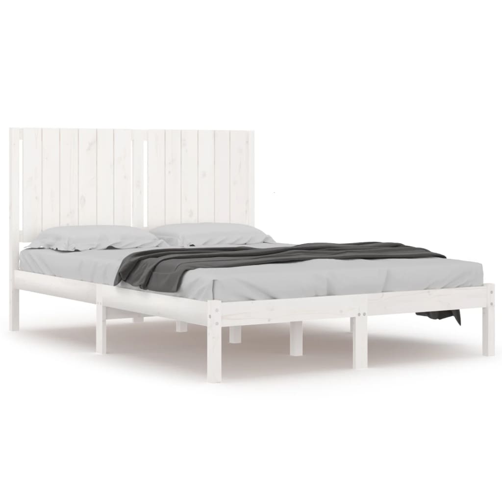 Bedframe zonder matras massief grenenhout wit 135x190 cm