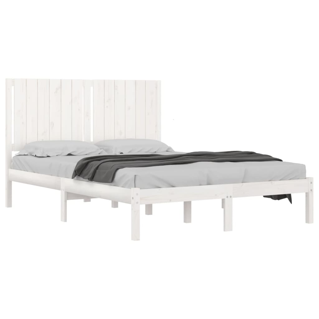 Bedframe zonder matras massief grenenhout wit 135x190 cm