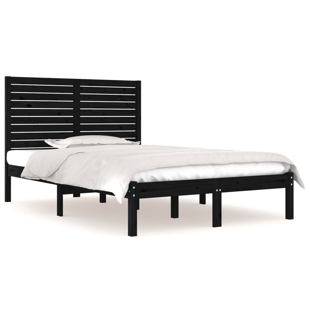 Bedframe massief hout zwart 120x190 cm Bedden & bedframes | Creëer jouw Trendy Thuis | Gratis bezorgd & Retour | Trendy.nl