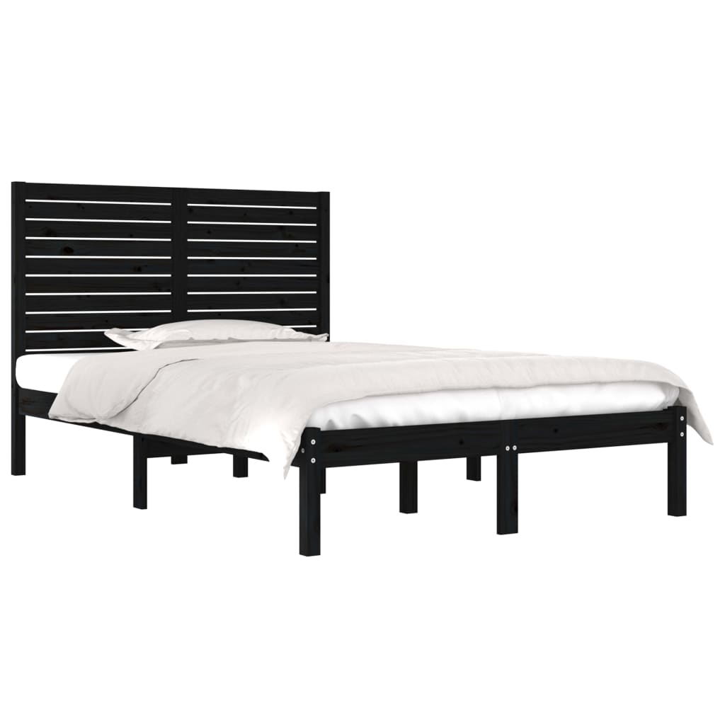 Bedframe massief hout zwart 120x190 cm Bedden & bedframes | Creëer jouw Trendy Thuis | Gratis bezorgd & Retour | Trendy.nl