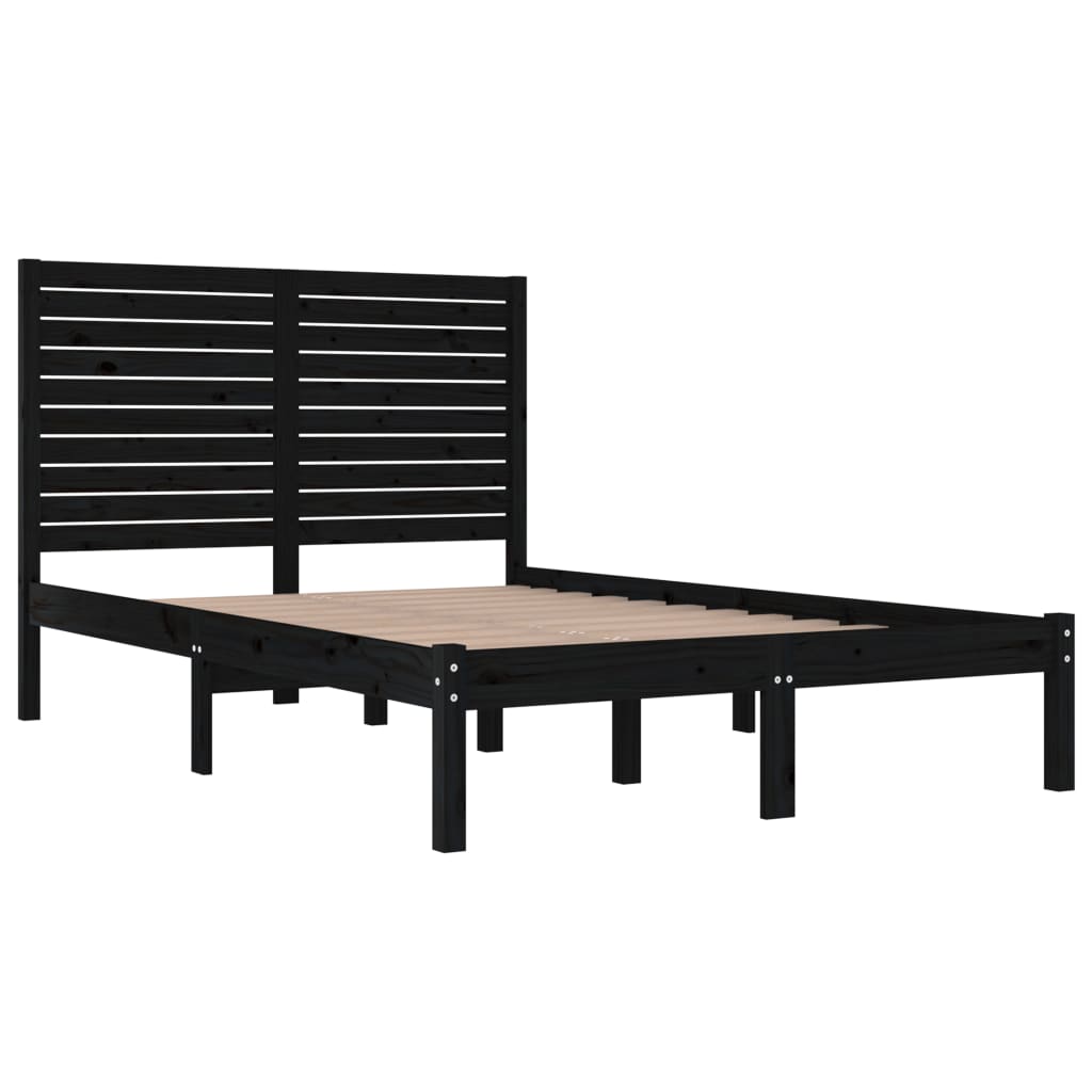 Bedframe massief hout zwart 120x190 cm Bedden & bedframes | Creëer jouw Trendy Thuis | Gratis bezorgd & Retour | Trendy.nl