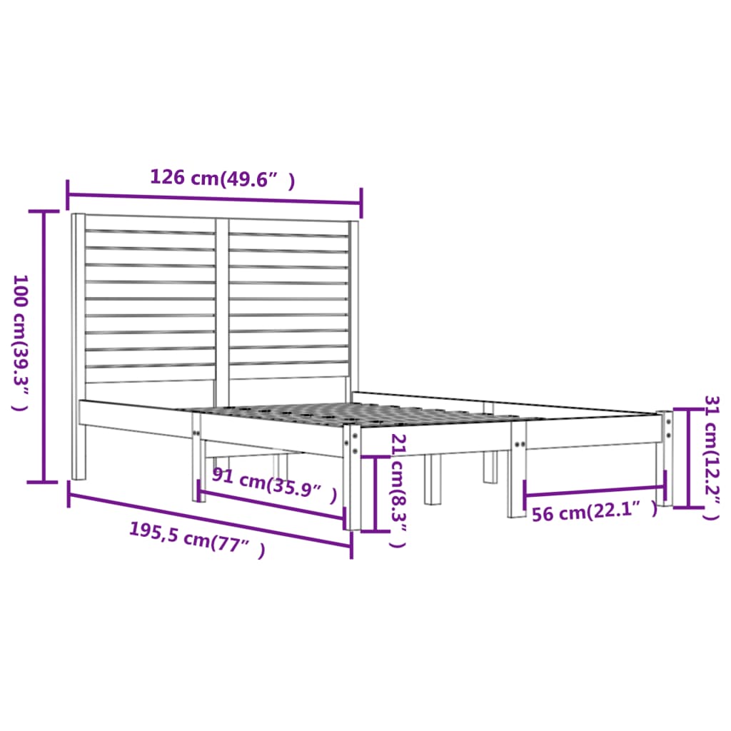 Bedframe massief hout zwart 120x190 cm Bedden & bedframes | Creëer jouw Trendy Thuis | Gratis bezorgd & Retour | Trendy.nl