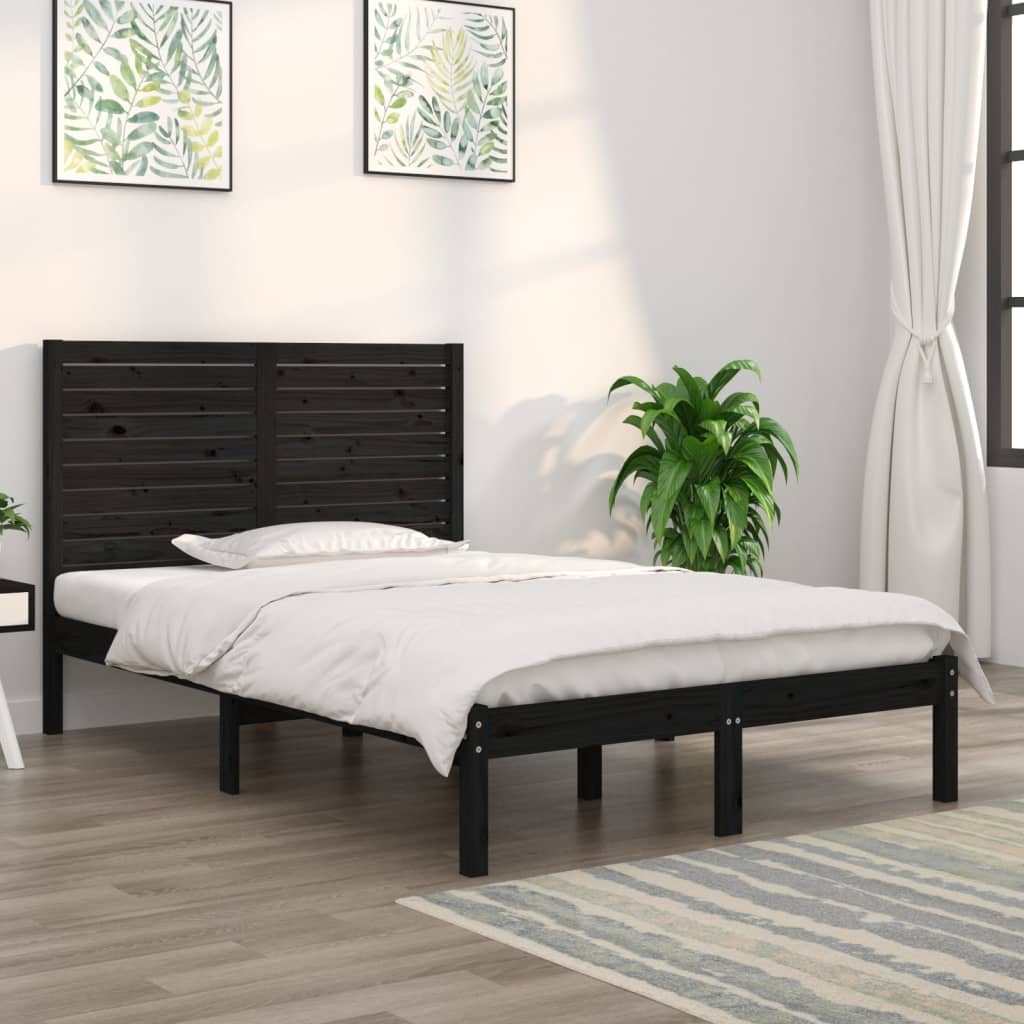 Bedframe massief hout zwart 120x190 cm Bedden & bedframes | Creëer jouw Trendy Thuis | Gratis bezorgd & Retour | Trendy.nl