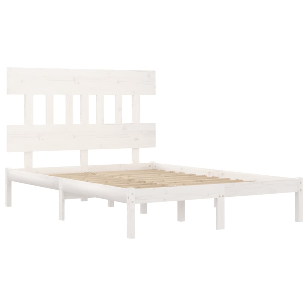 Bedframe massief hout wit 135x190 cm