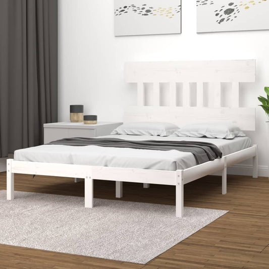 Bedframe massief hout wit 135x190 cm