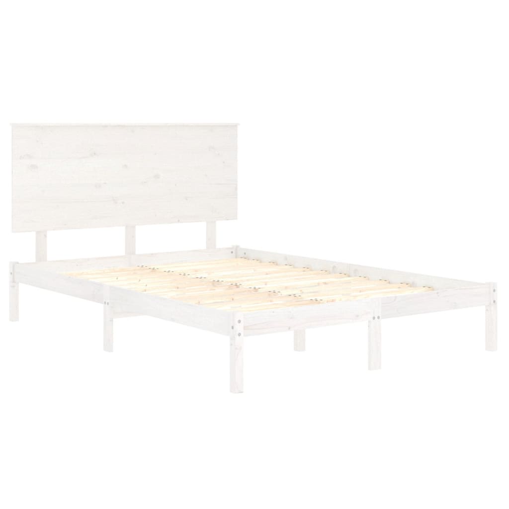 Bedframe massief hout wit 135x190 cm