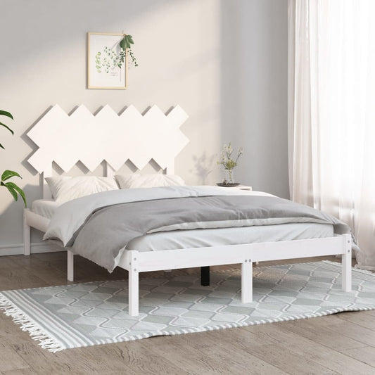 Bedframe massief hout wit 135x190 cm