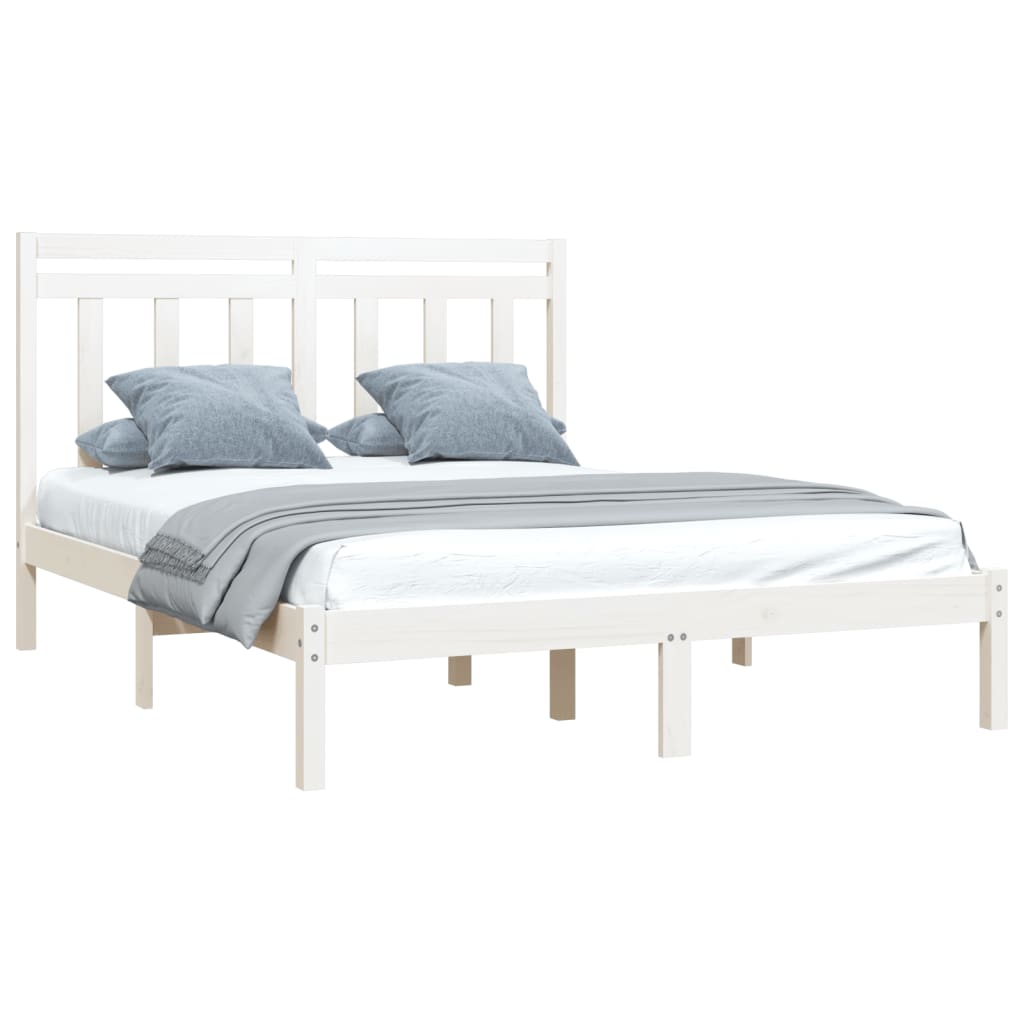 Bedframe massief hout wit 135x190 cm